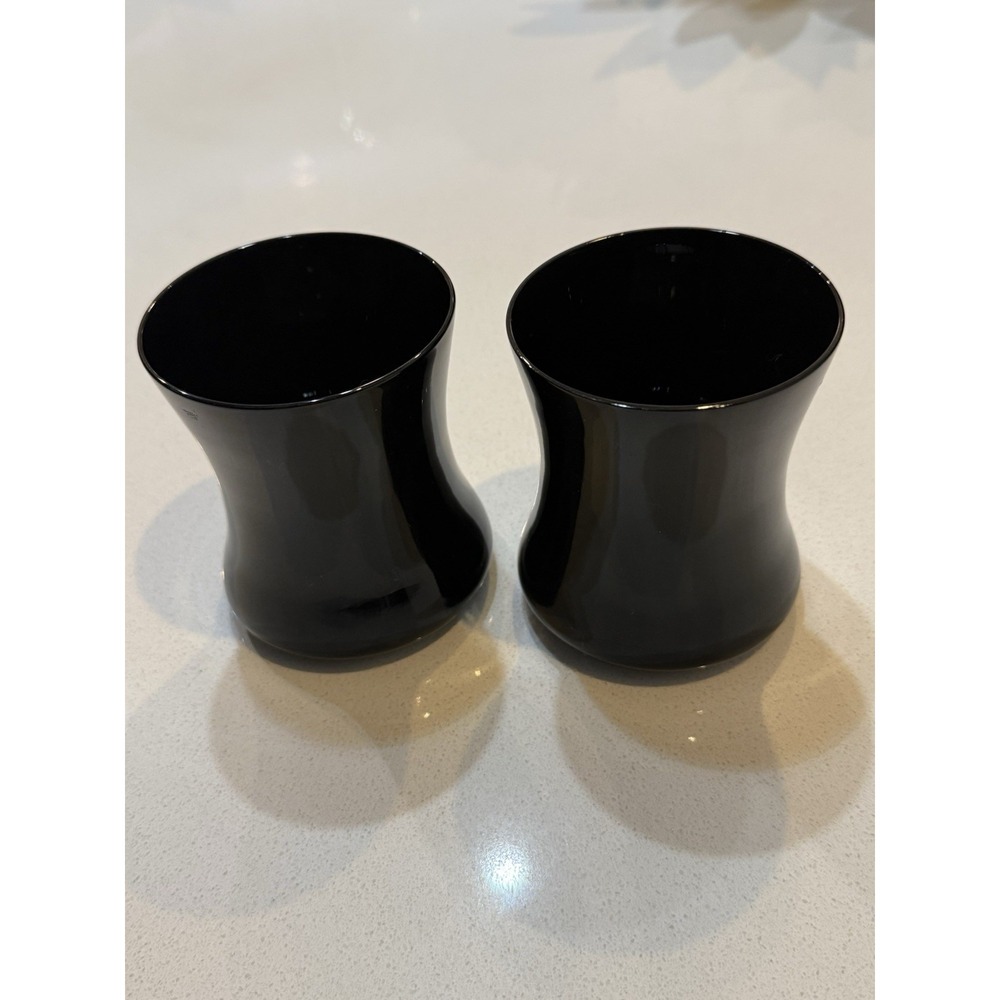 Vintage Seneca Glass The Fashionables Tumblers  Ebony Black 4" Set Of‎ 2